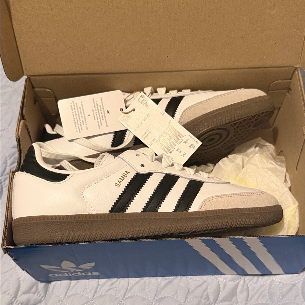 Adidas Samba Sneakers - White, Black, and Brown